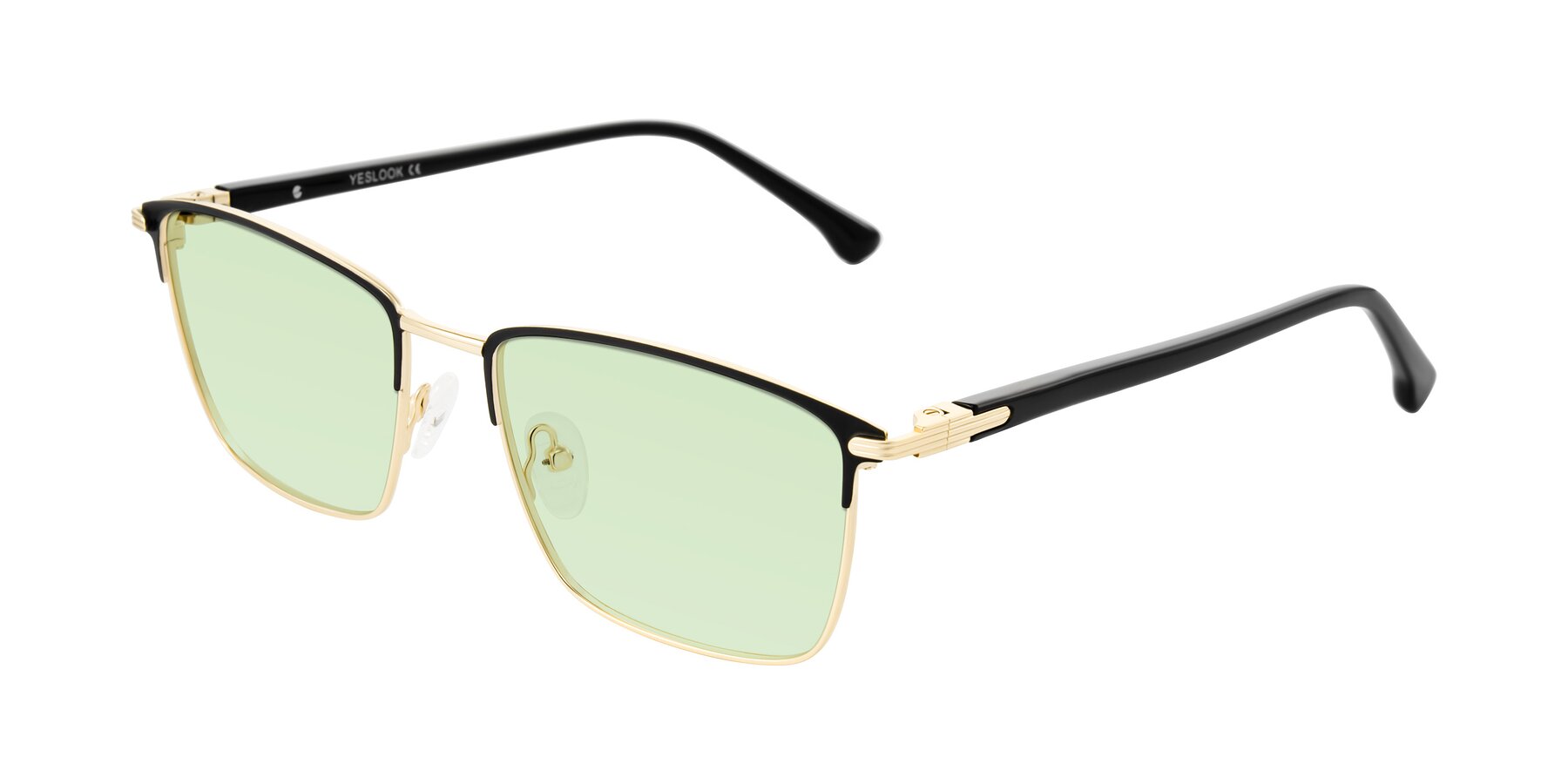Angle of Casaku in Black/Gold with Light Green Tinted Lenses