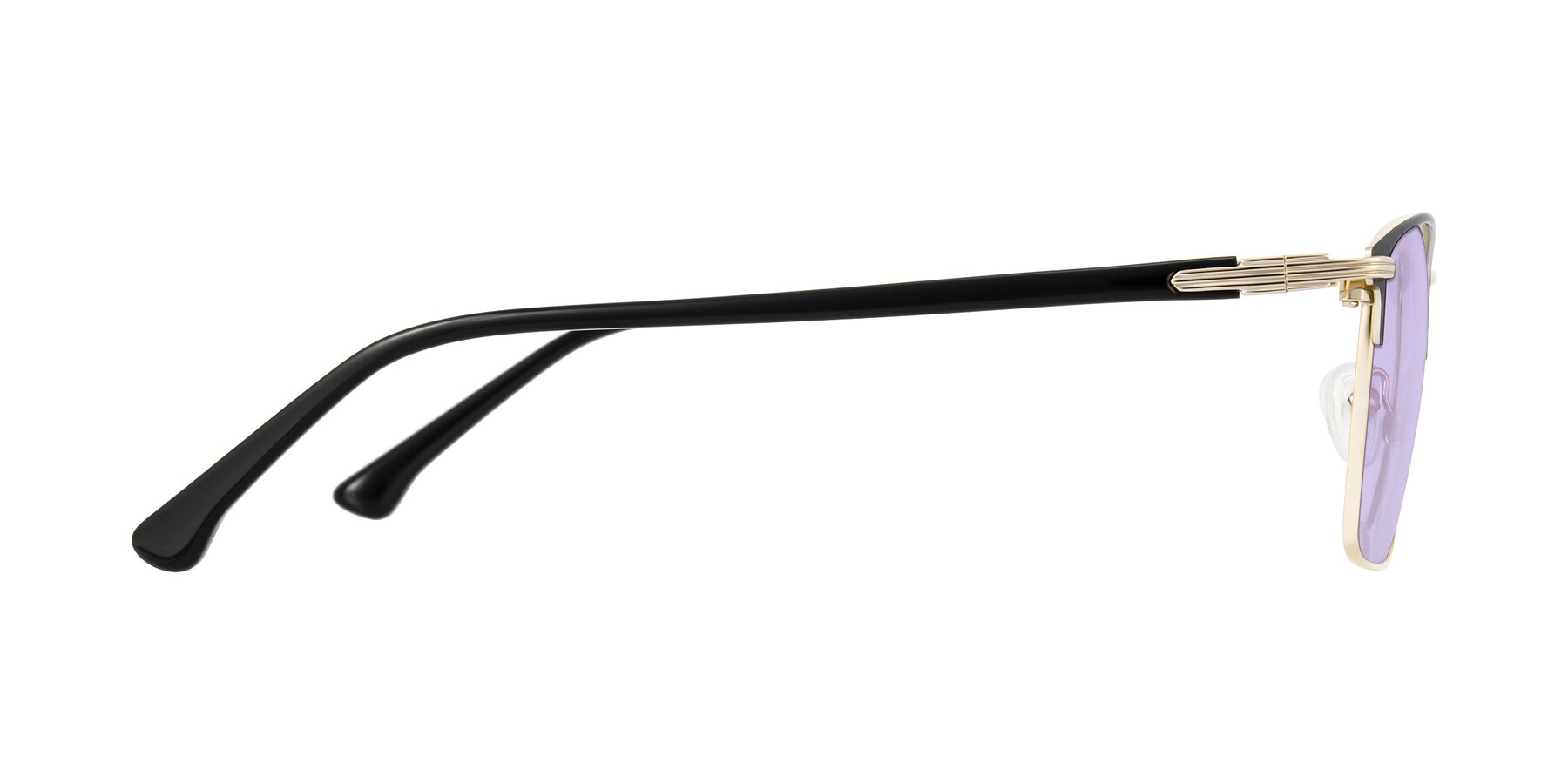 Side of Casaku in Black/Gold with Light Purple Tinted Lenses