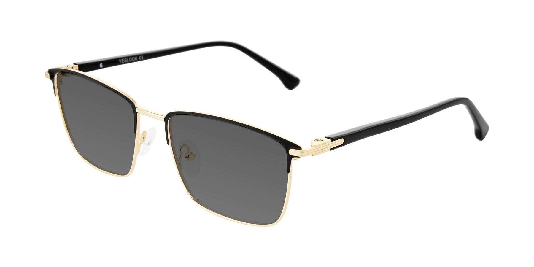 Angle of Casaku in Black/Gold with Medium Gray Tinted Lenses