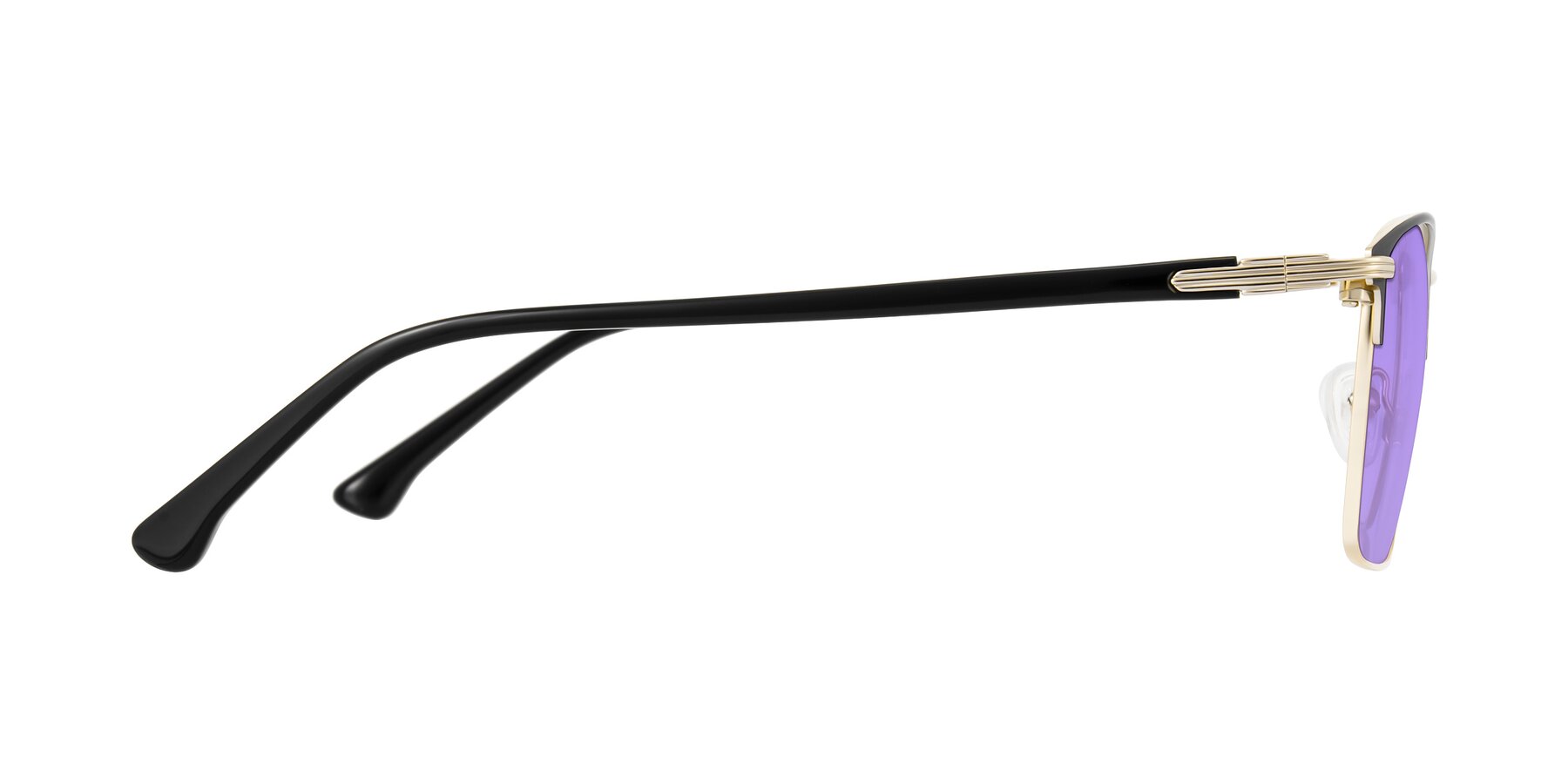 Side of Casaku in Black/Gold with Medium Purple Tinted Lenses
