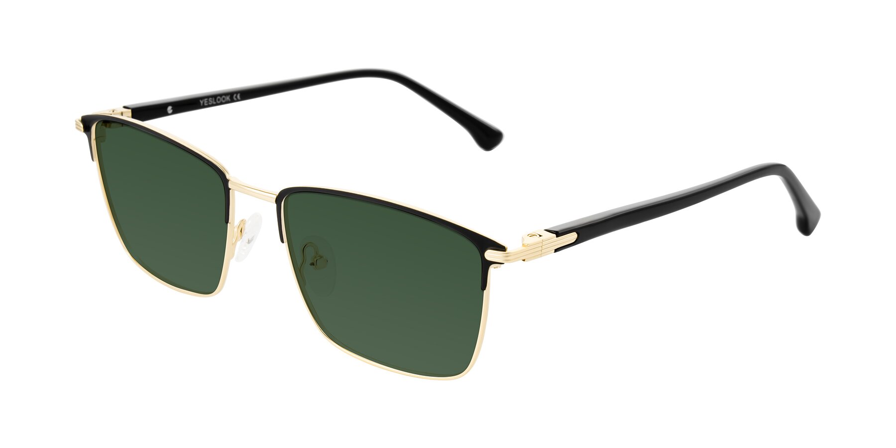 Angle of Casaku in Black/Gold with Green Tinted Lenses