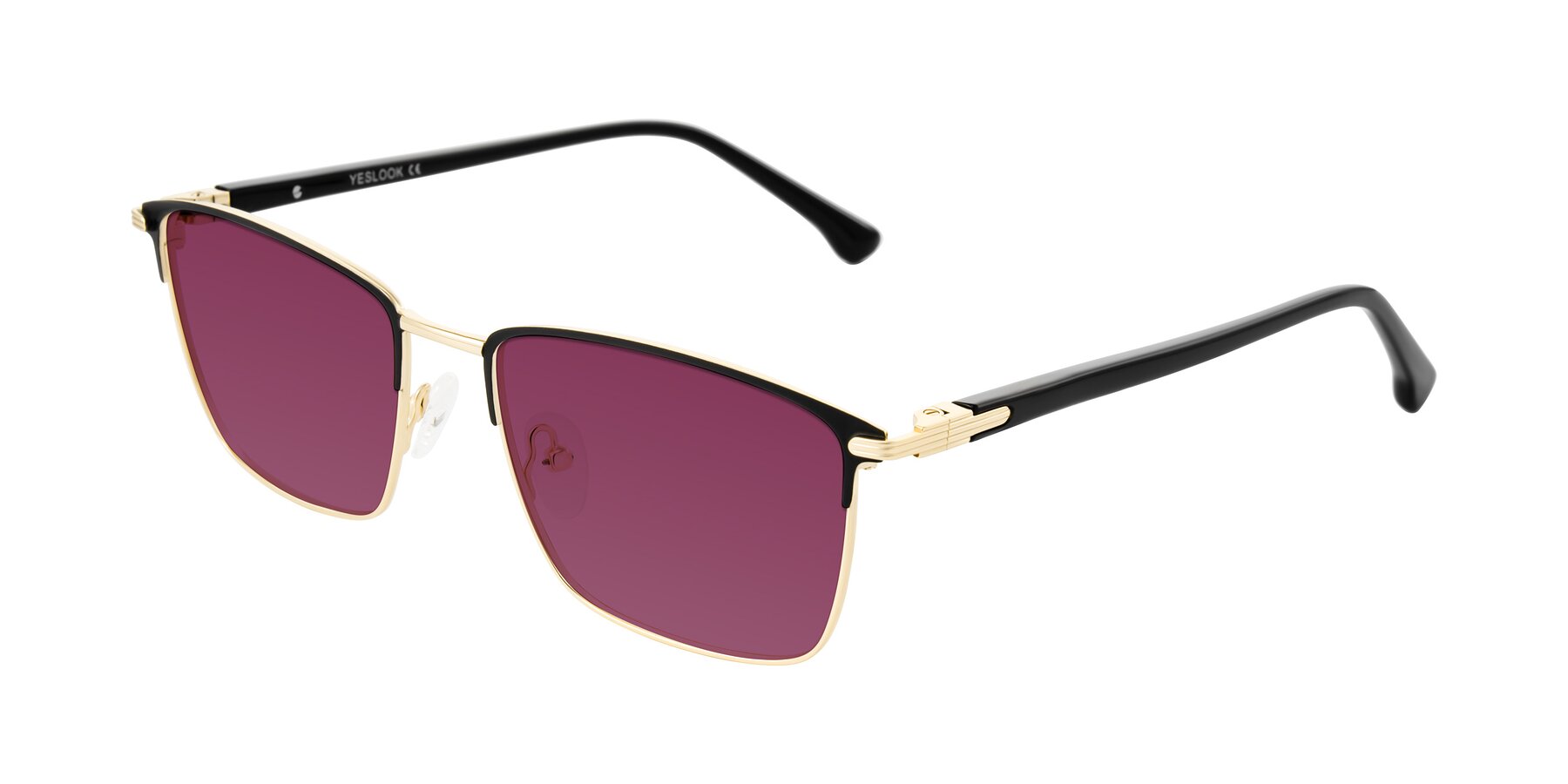 Angle of Casaku in Black/Gold with Wine Tinted Lenses