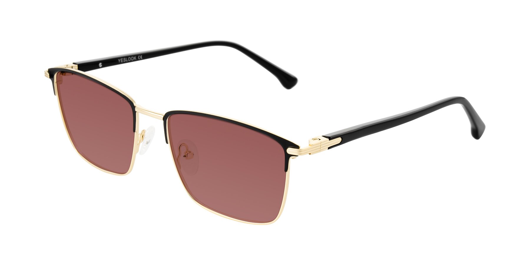 Angle of Casaku in Black/Gold with Garnet Tinted Lenses