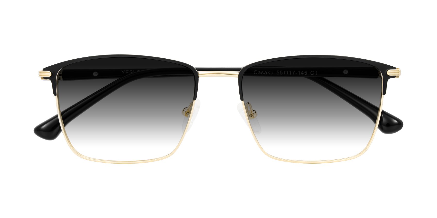 Folded Front of Casaku in Black/Gold with Gray Gradient Lenses