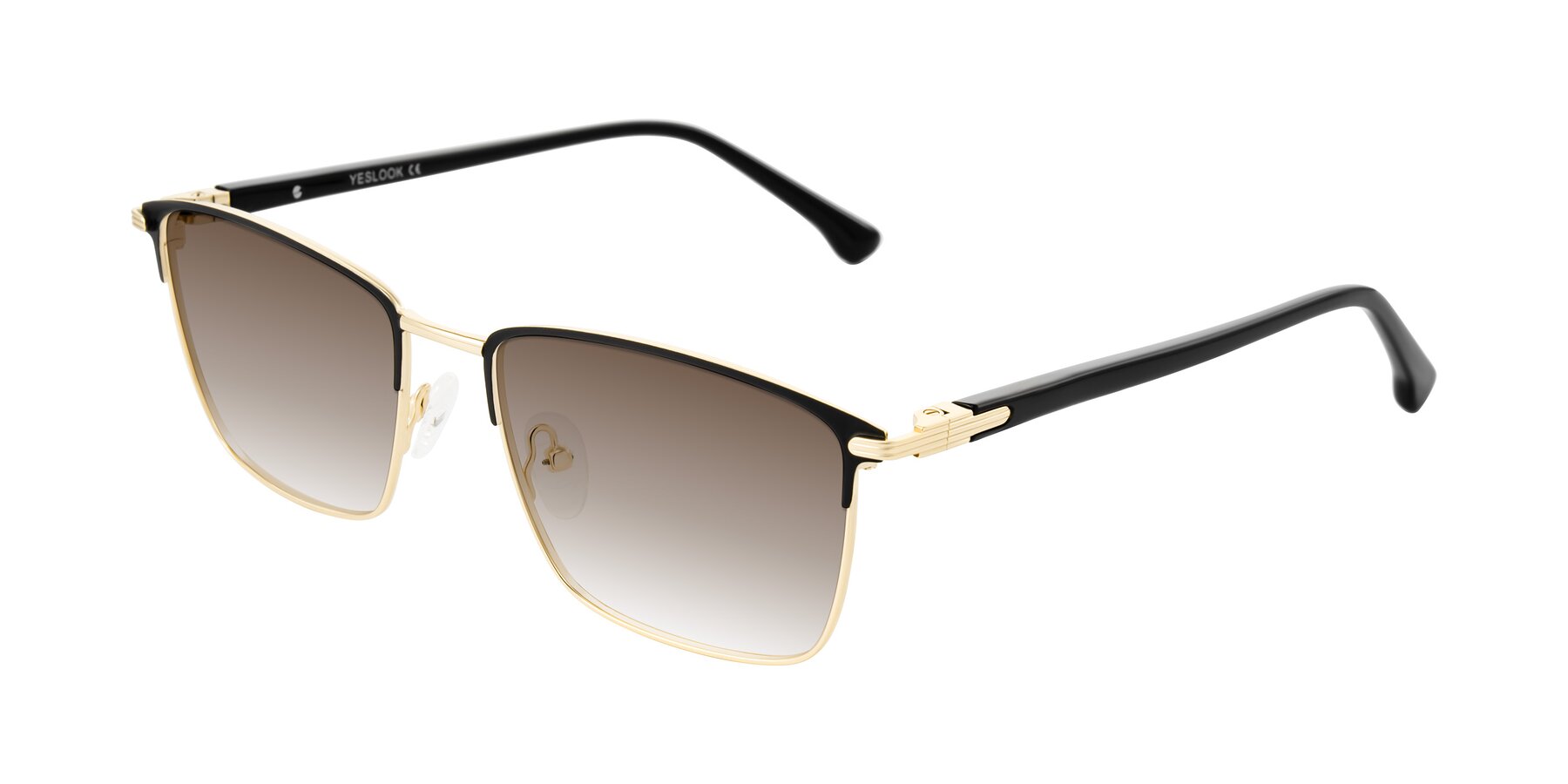 Angle of Casaku in Black/Gold with Brown Gradient Lenses
