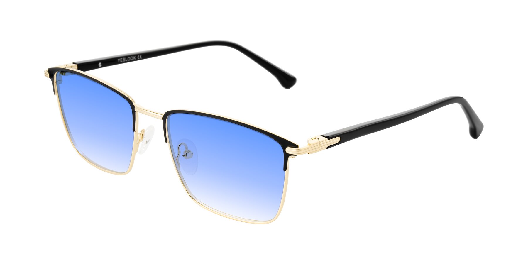 Angle of Casaku in Black/Gold with Blue Gradient Lenses
