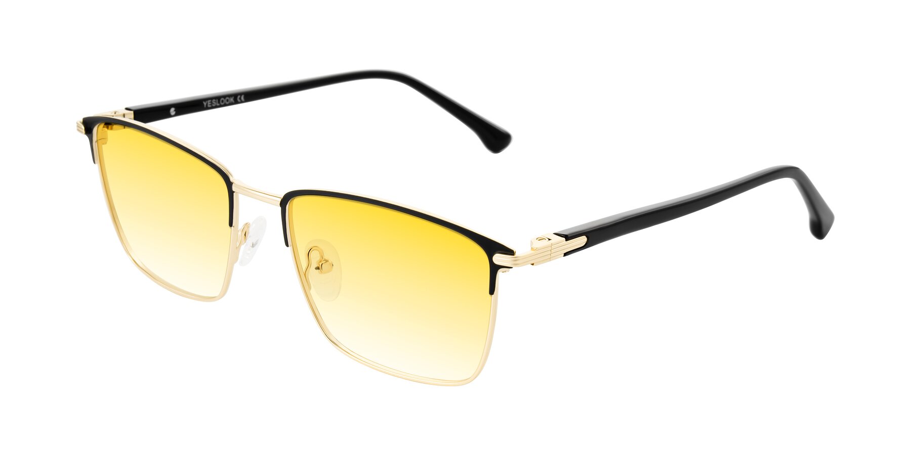 Angle of Casaku in Black/Gold with Yellow Gradient Lenses