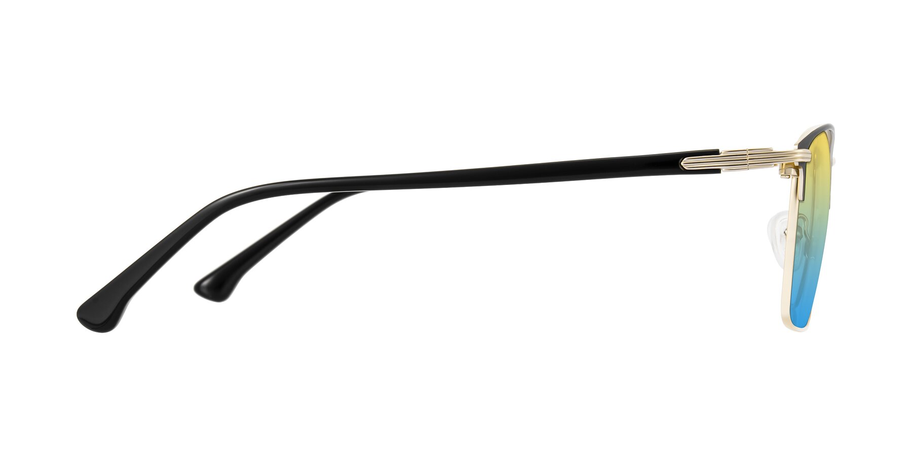 Side of Casaku in Black/Gold with Yellow / Blue Gradient Lenses