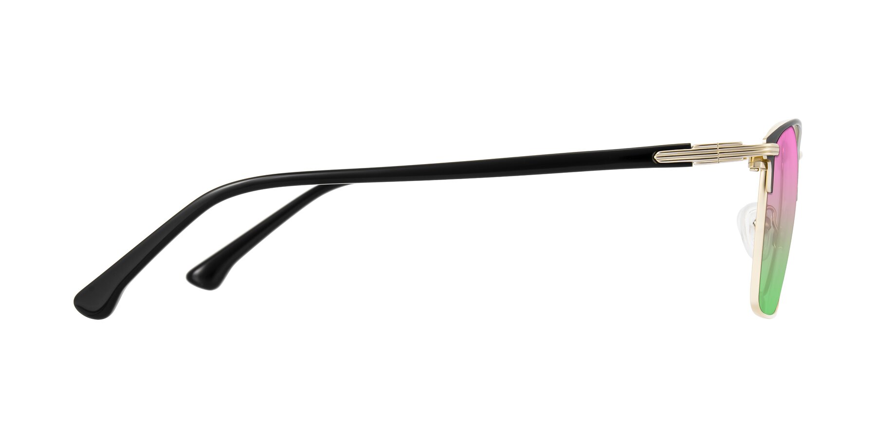 Side of Casaku in Black/Gold with Pink / Green Gradient Lenses