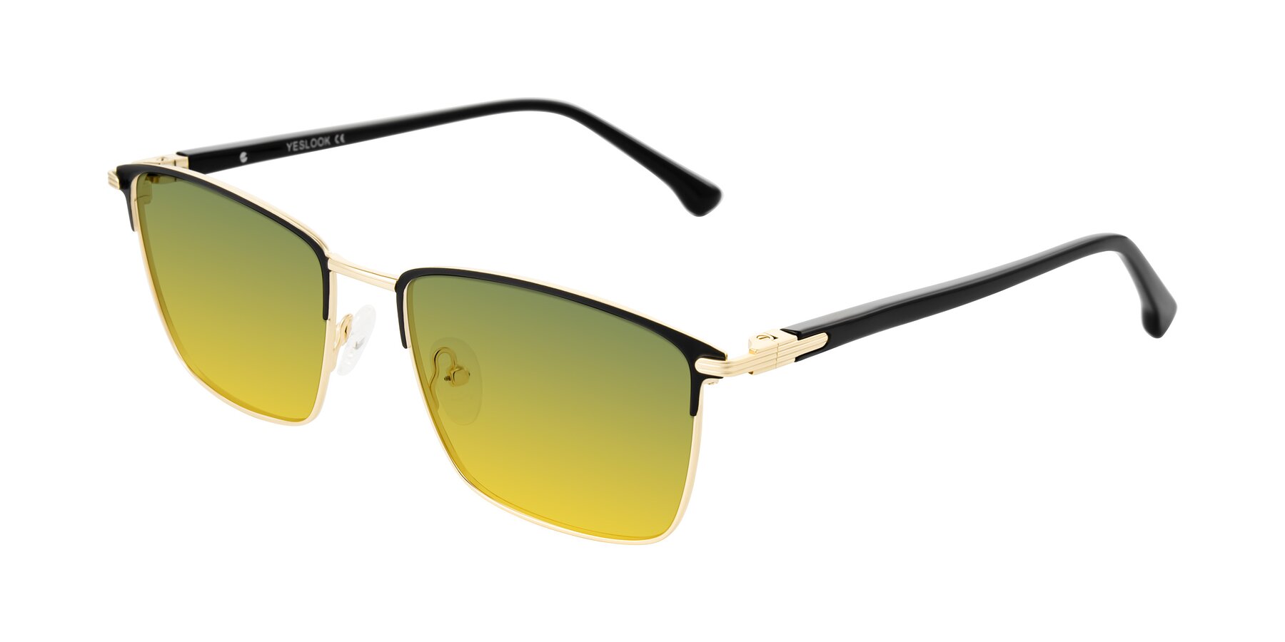 Angle of Casaku in Black/Gold with Green / Yellow Gradient Lenses