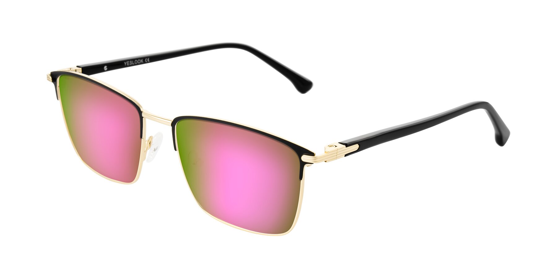 Angle of Casaku in Black/Gold with Pink Mirrored Lenses