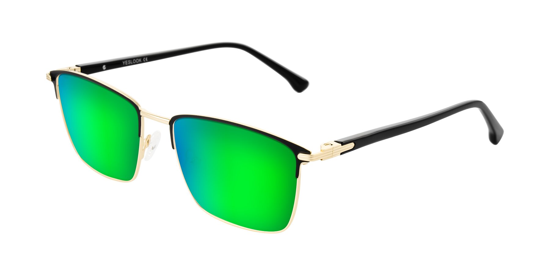 Angle of Casaku in Black/Gold with Green Mirrored Lenses
