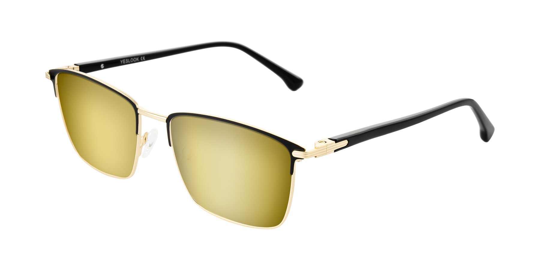 Angle of Casaku in Black/Gold with Gold Mirrored Lenses