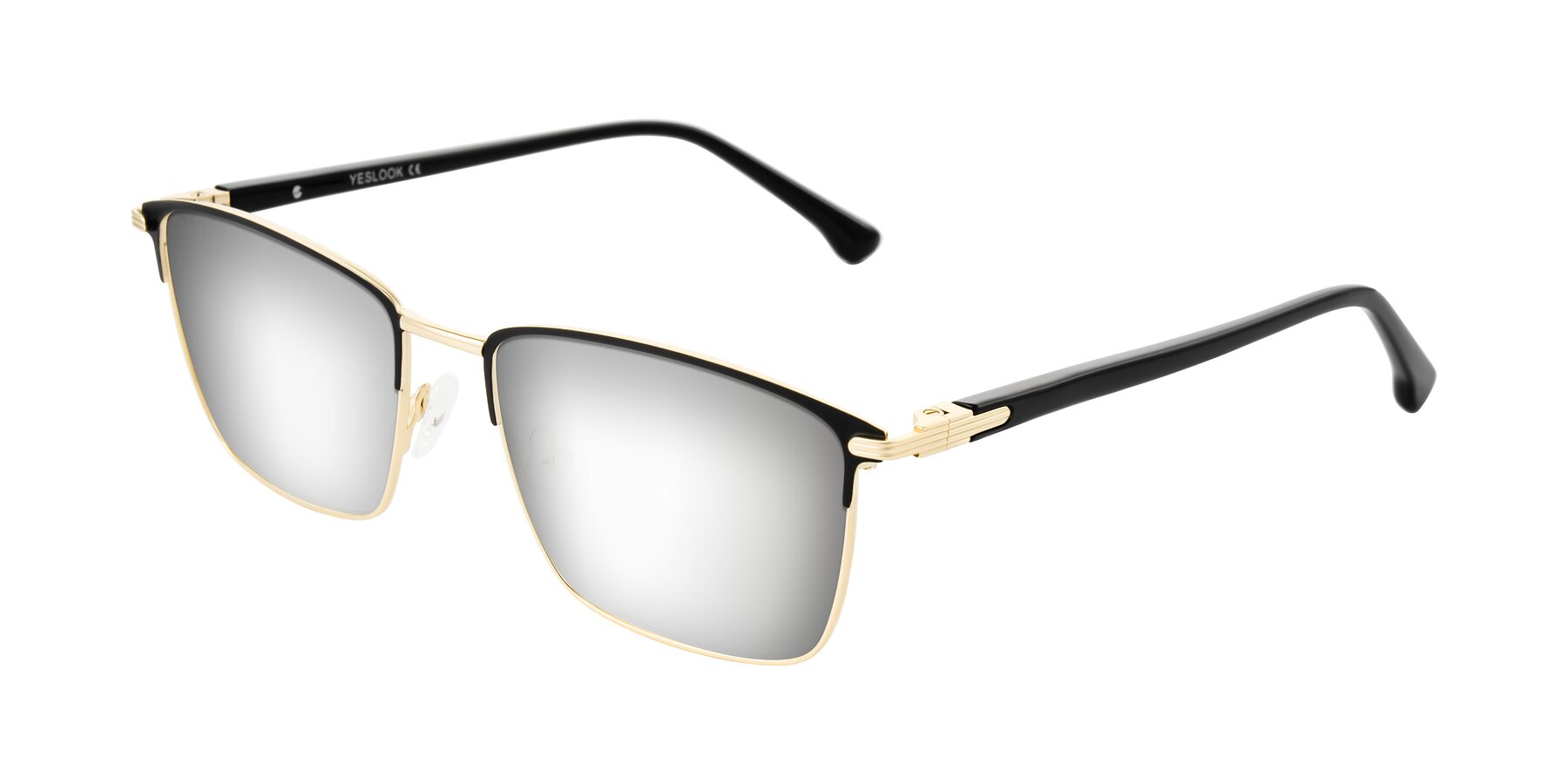 Angle of Casaku in Black/Gold with Silver Mirrored Lenses