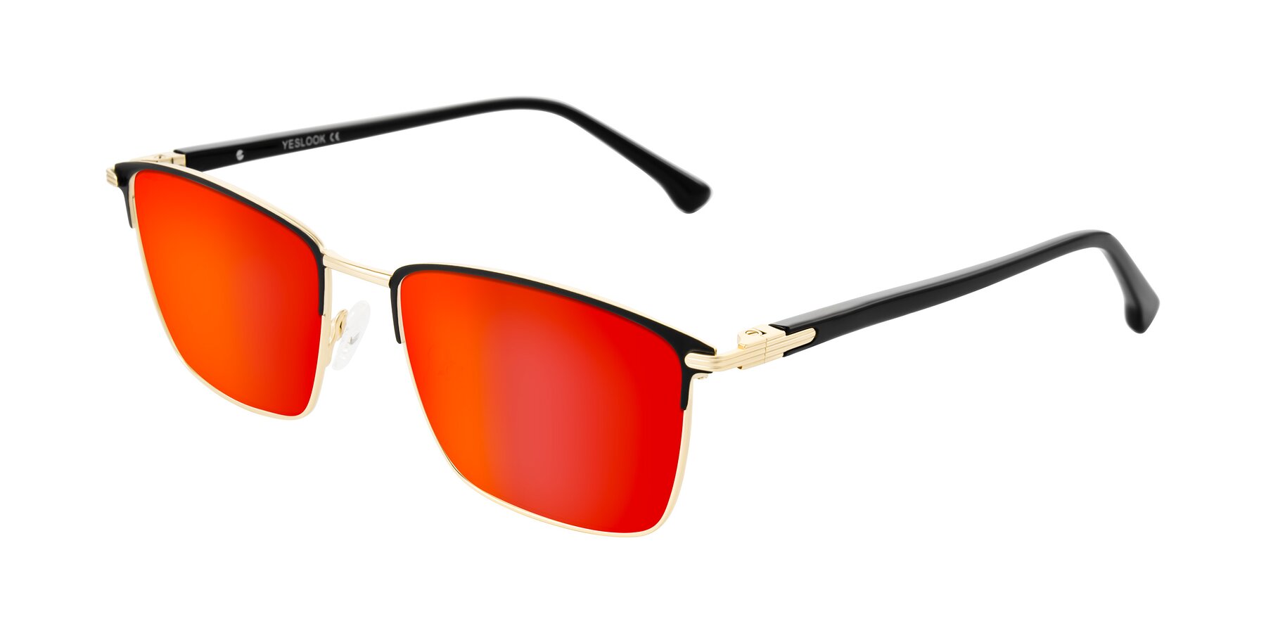 Angle of Casaku in Black/Gold with Red Gold Mirrored Lenses