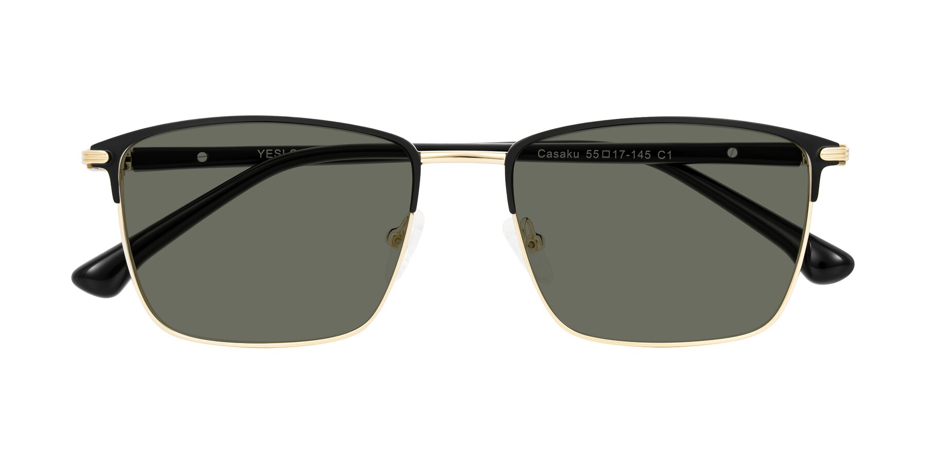 Folded Front of Casaku in Black/Gold with Gray Polarized Lenses