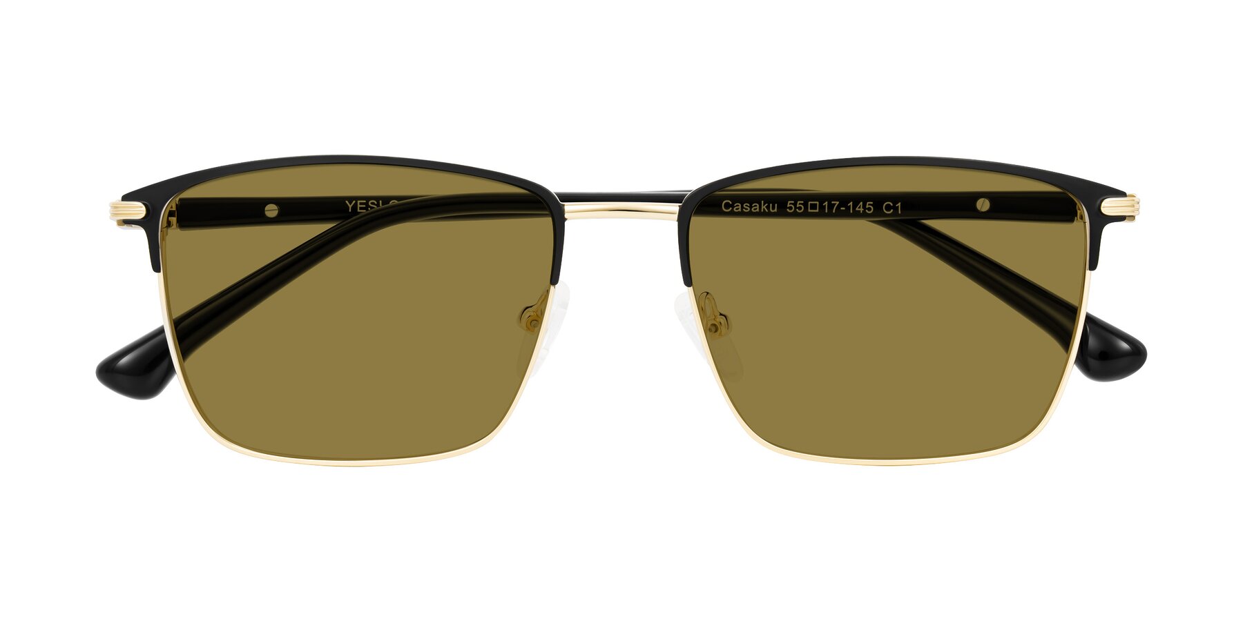 Folded Front of Casaku in Black/Gold with Brown Polarized Lenses
