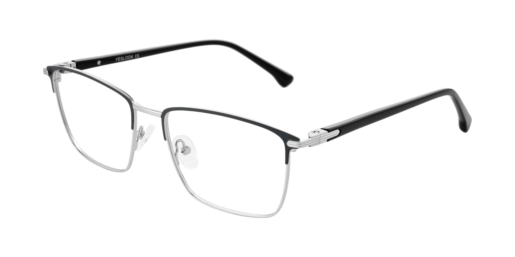 Angle of Casaku in Dark Gray/Silver with Clear Eyeglass Lenses