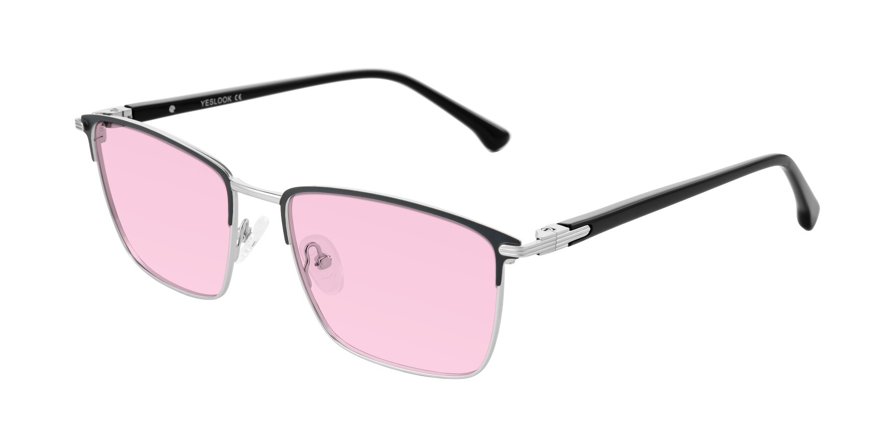 Angle of Casaku in Dark Gray/Silver with Light Pink Tinted Lenses