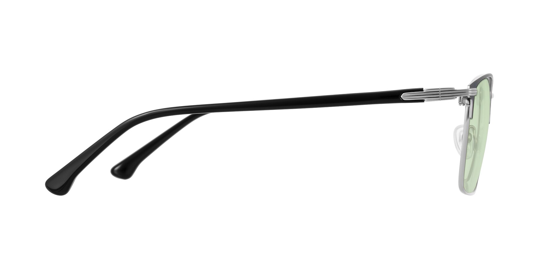 Side of Casaku in Dark Gray/Silver with Light Green Tinted Lenses