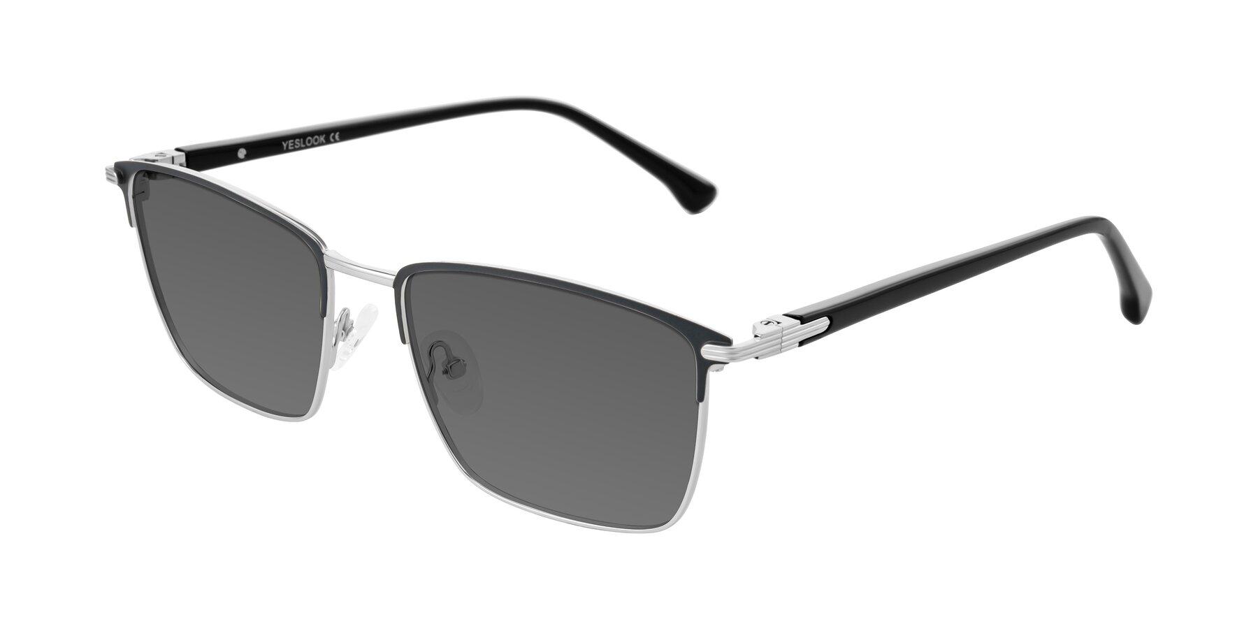 Angle of Casaku in Dark Gray/Silver with Medium Gray Tinted Lenses
