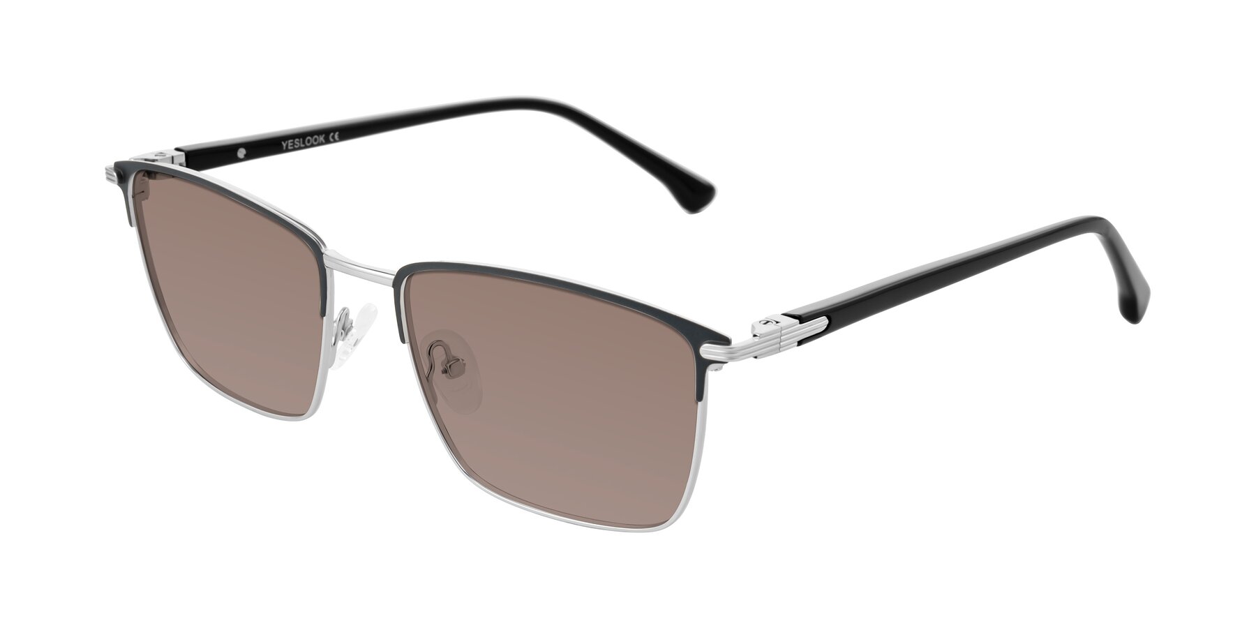 Angle of Casaku in Dark Gray/Silver with Medium Brown Tinted Lenses