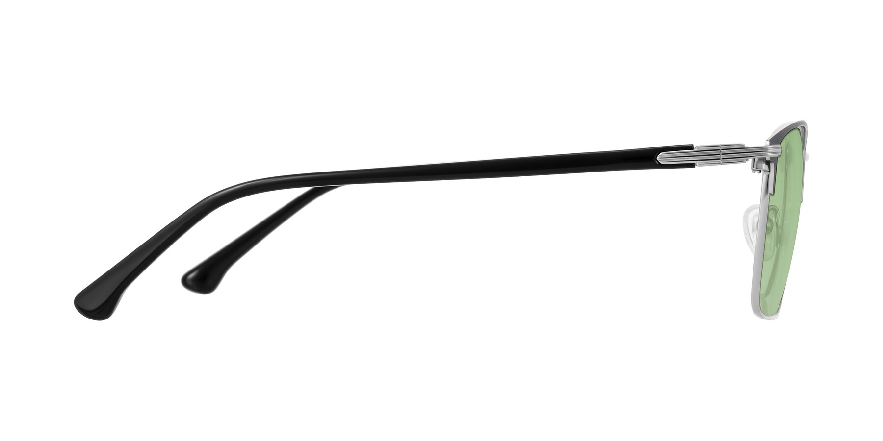 Side of Casaku in Dark Gray/Silver with Medium Green Tinted Lenses