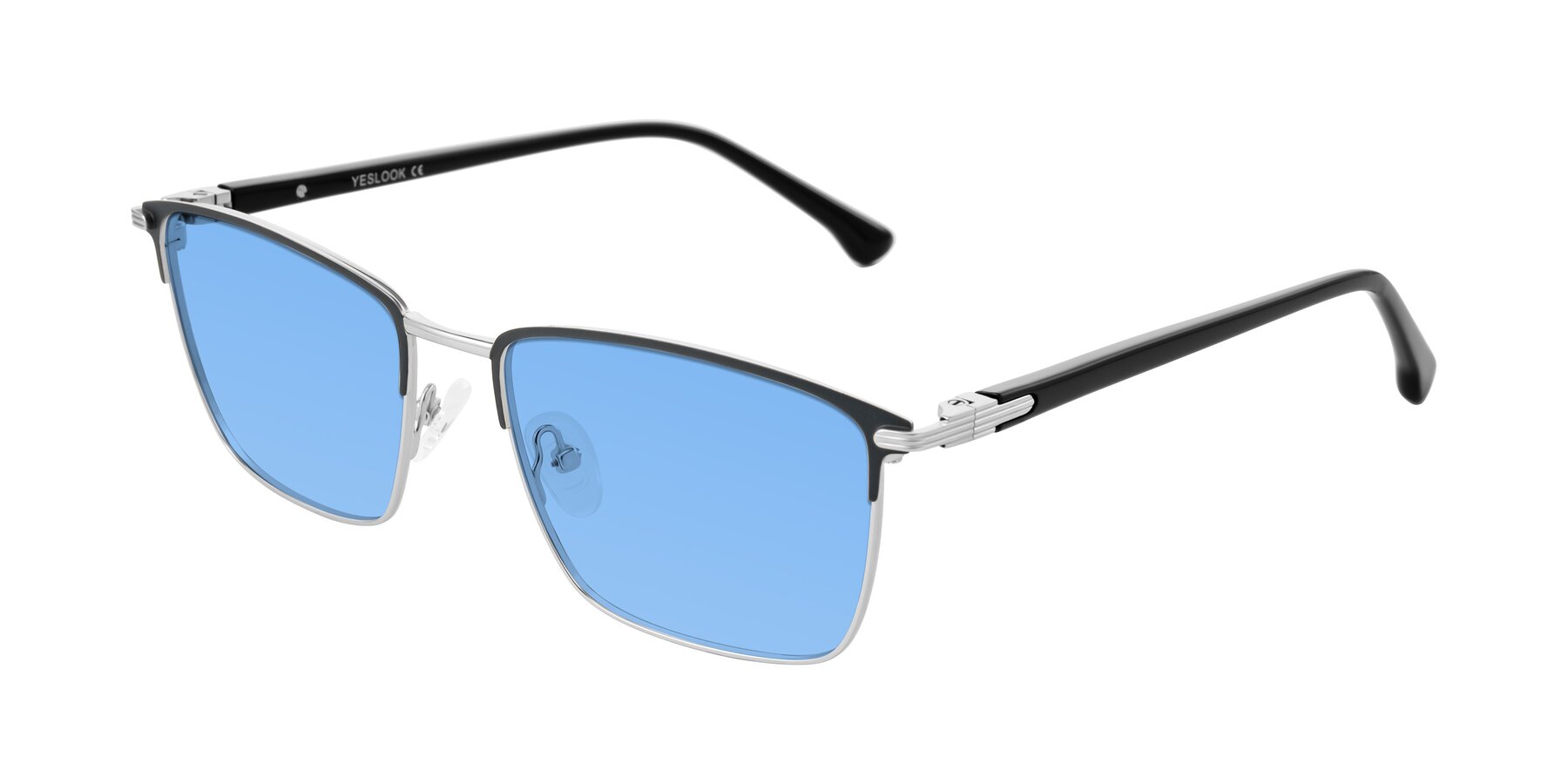 Angle of Casaku in Dark Gray/Silver with Medium Blue Tinted Lenses