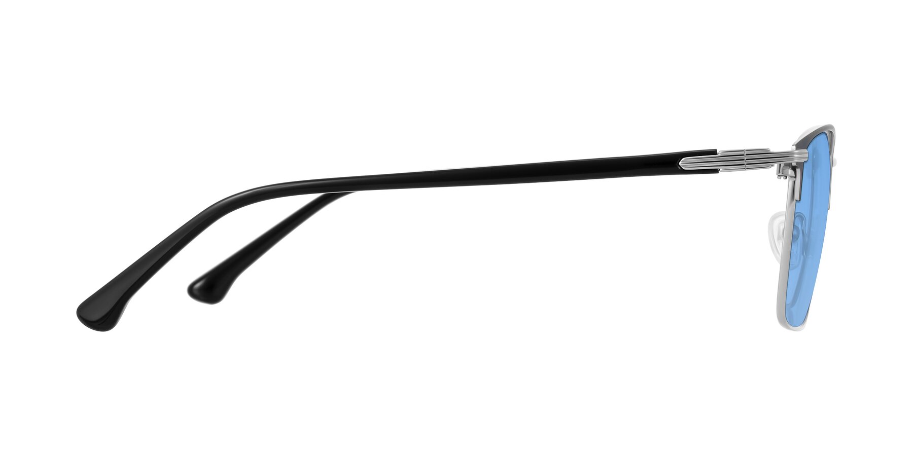 Side of Casaku in Dark Gray/Silver with Medium Blue Tinted Lenses