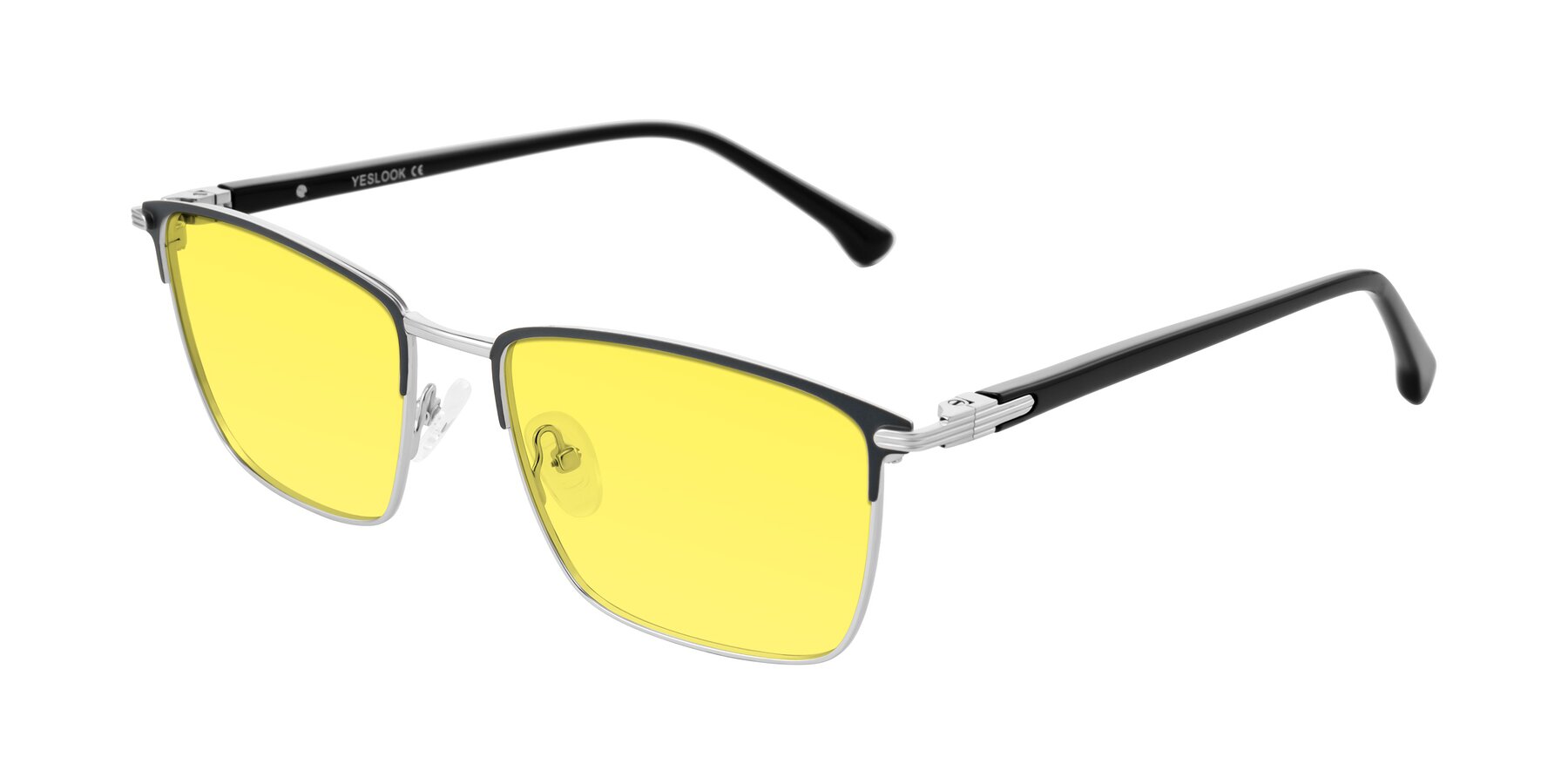 Angle of Casaku in Dark Gray/Silver with Medium Yellow Tinted Lenses