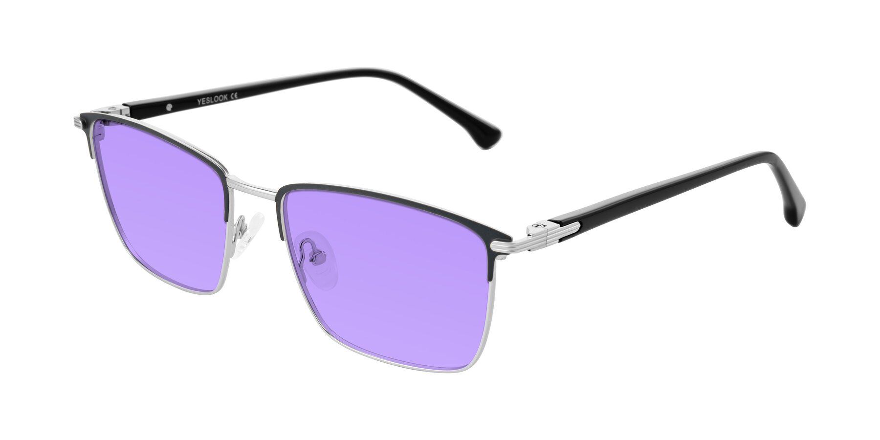Angle of Casaku in Dark Gray/Silver with Medium Purple Tinted Lenses