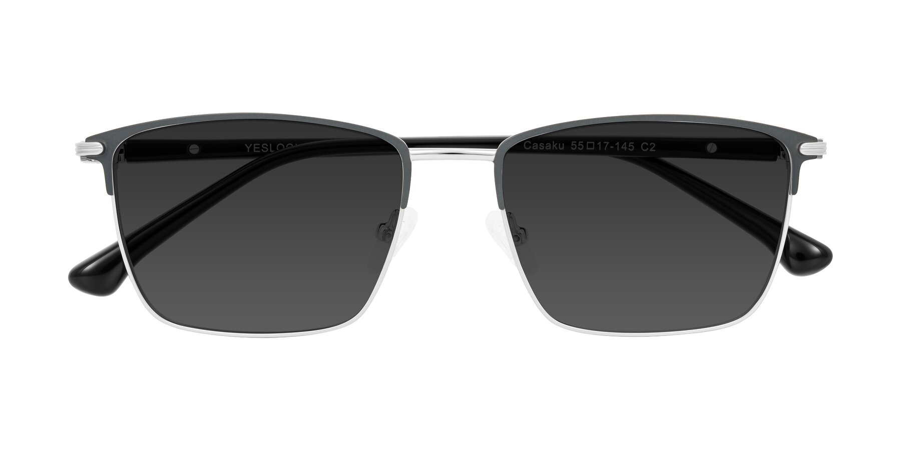 Folded Front of Casaku in Dark Gray/Silver with Gray Tinted Lenses