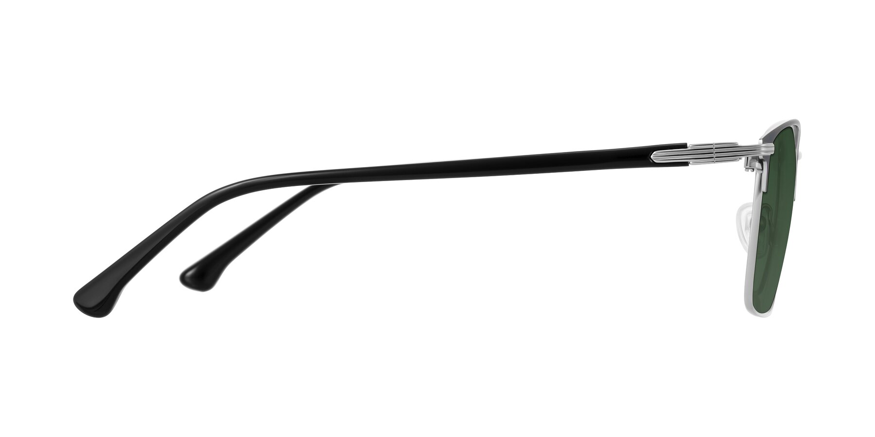 Side of Casaku in Dark Gray/Silver with Green Tinted Lenses