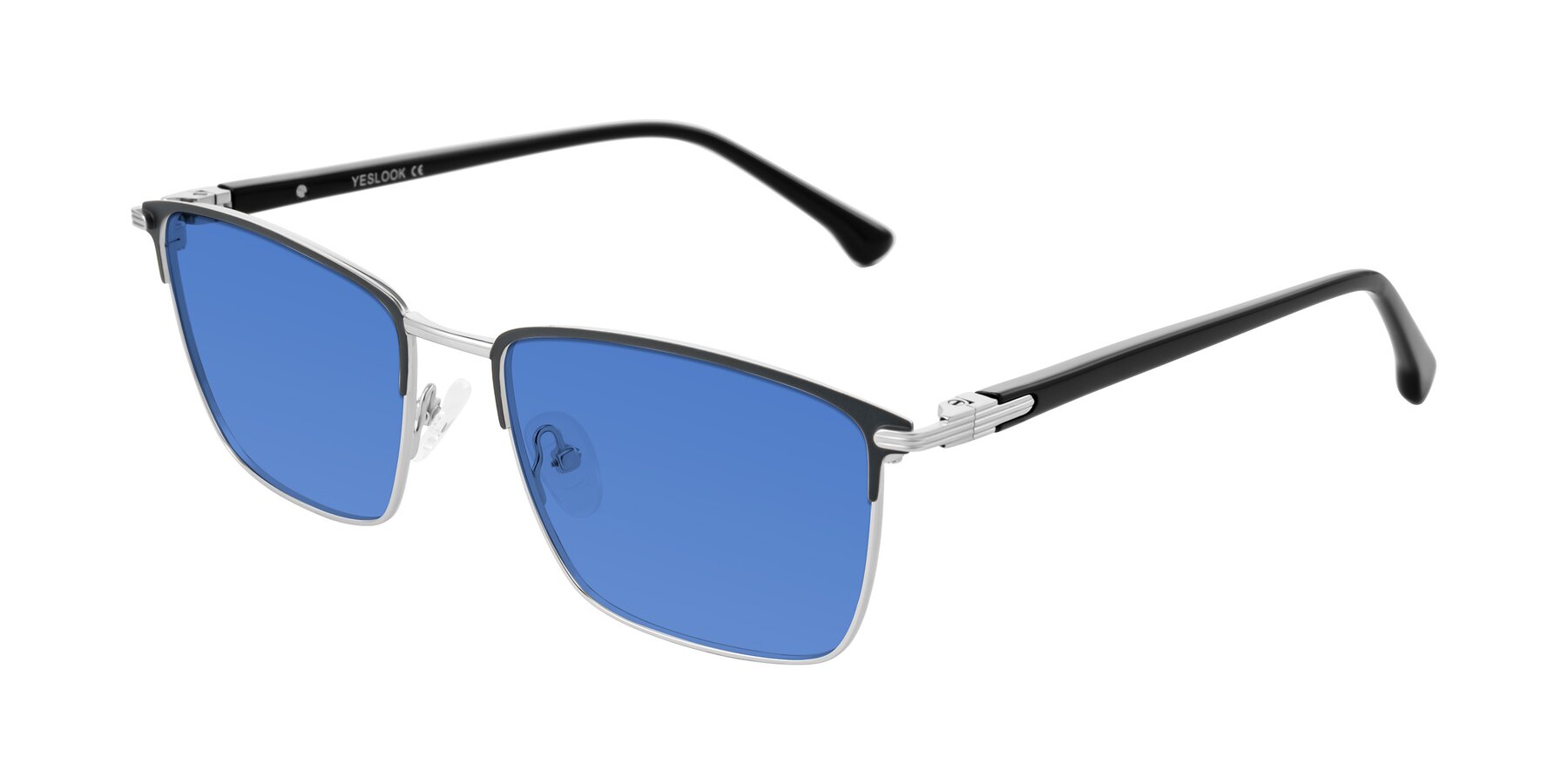 Angle of Casaku in Dark Gray/Silver with Blue Tinted Lenses