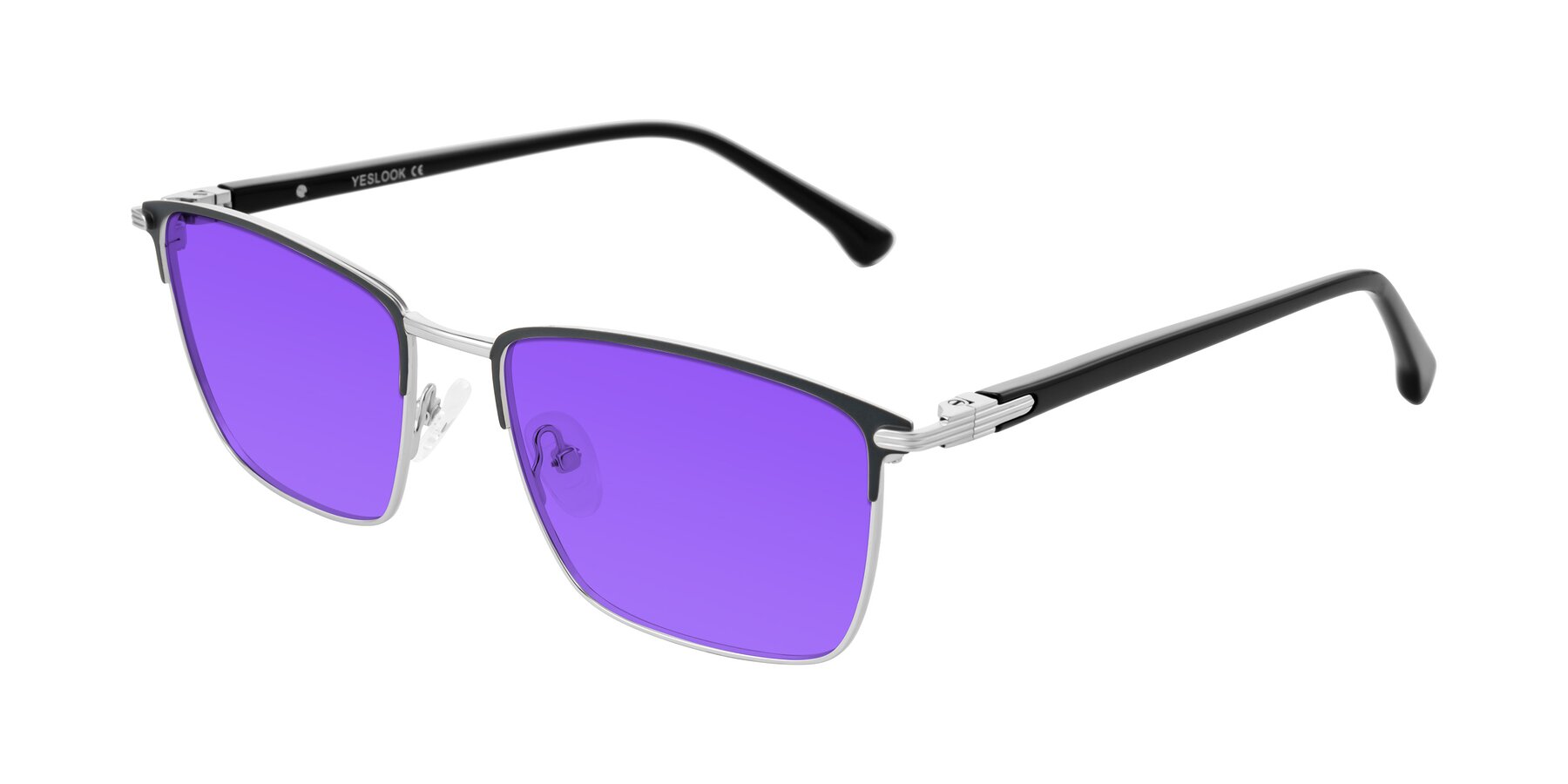 Angle of Casaku in Dark Gray/Silver with Purple Tinted Lenses