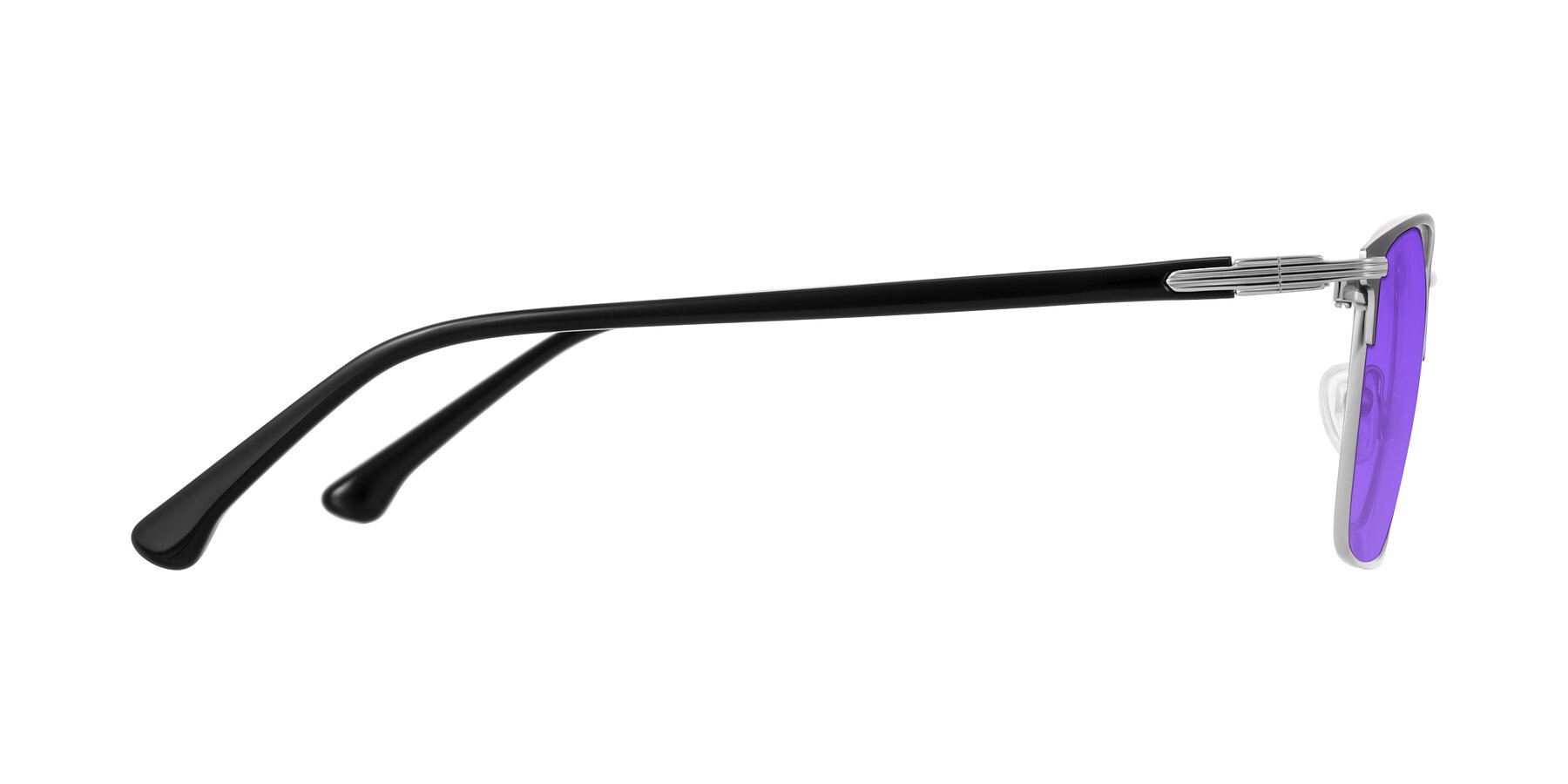 Side of Casaku in Dark Gray/Silver with Purple Tinted Lenses