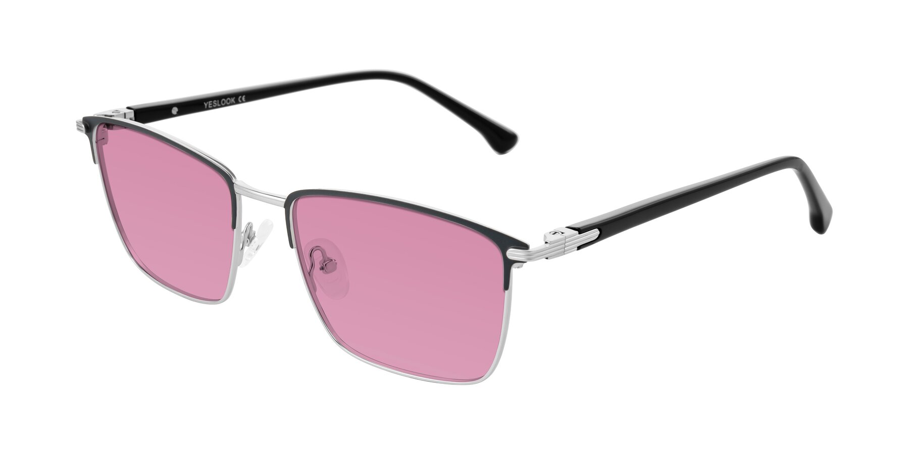 Angle of Casaku in Dark Gray/Silver with Medium Wine Tinted Lenses