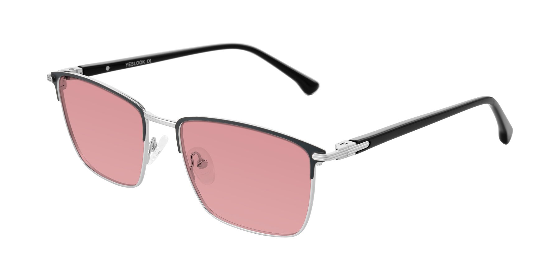 Angle of Casaku in Dark Gray/Silver with Medium Garnet Tinted Lenses