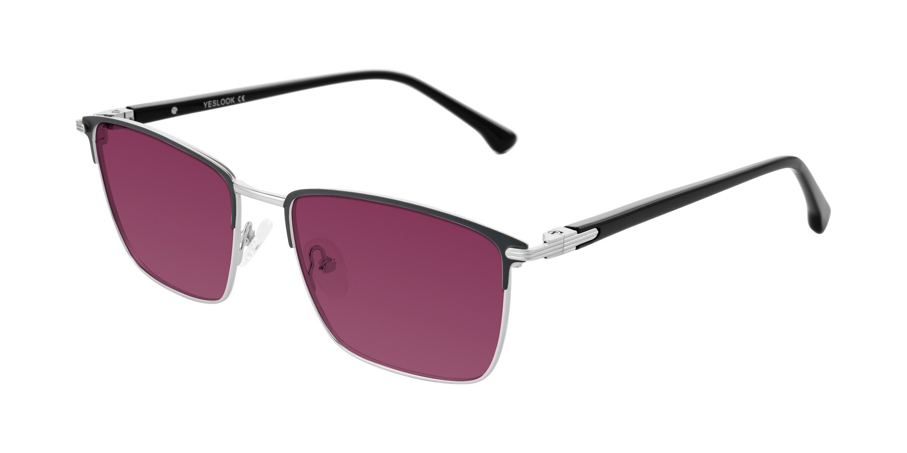 Angle of Casaku in Dark Gray/Silver with Wine Tinted Lenses