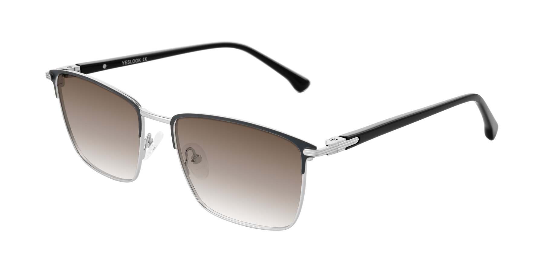 Angle of Casaku in Dark Gray/Silver with Brown Gradient Lenses