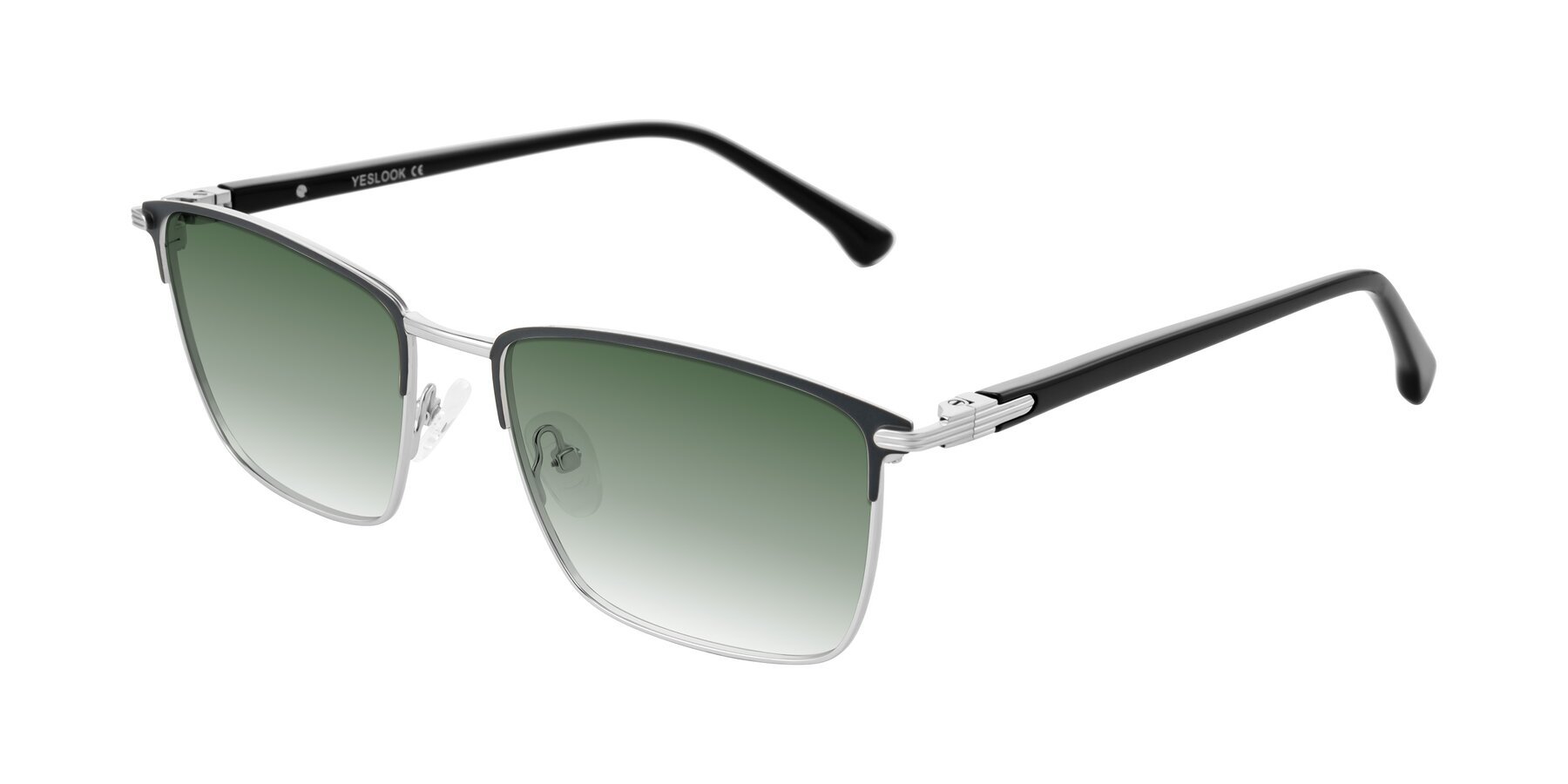 Angle of Casaku in Dark Gray/Silver with Green Gradient Lenses