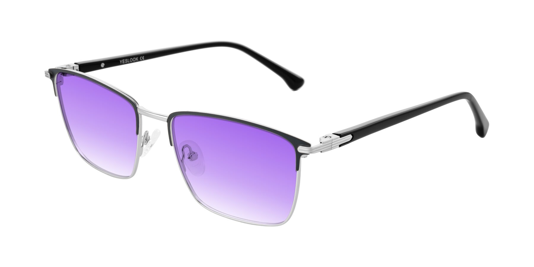 Angle of Casaku in Dark Gray/Silver with Purple Gradient Lenses