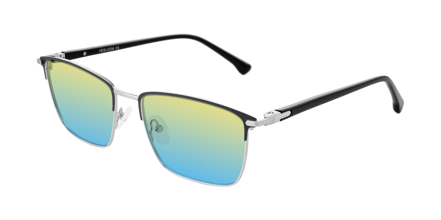 Angle of Casaku in Dark Gray/Silver with Yellow / Blue Gradient Lenses