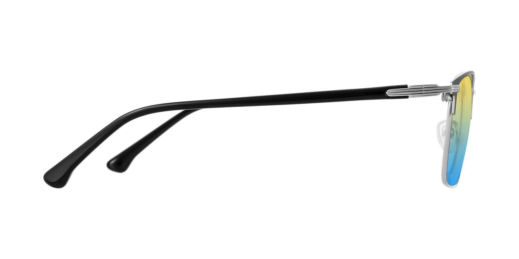 Side of Casaku in Dark Gray/Silver with Yellow / Blue Gradient Lenses