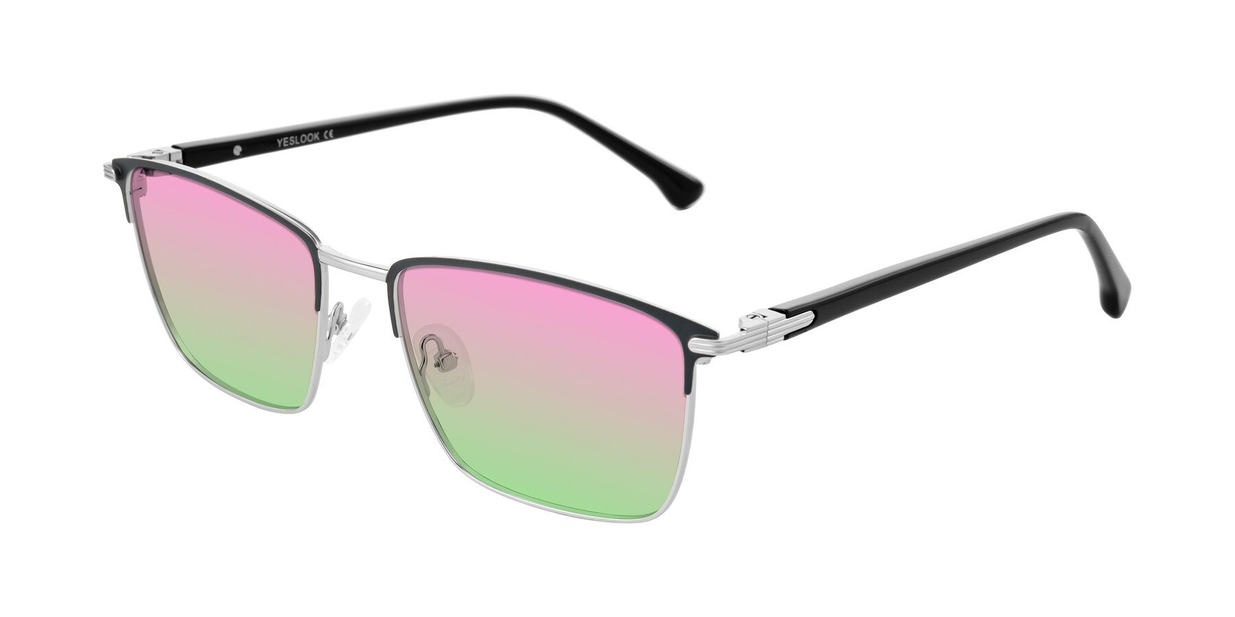 Angle of Casaku in Dark Gray/Silver with Pink / Green Gradient Lenses