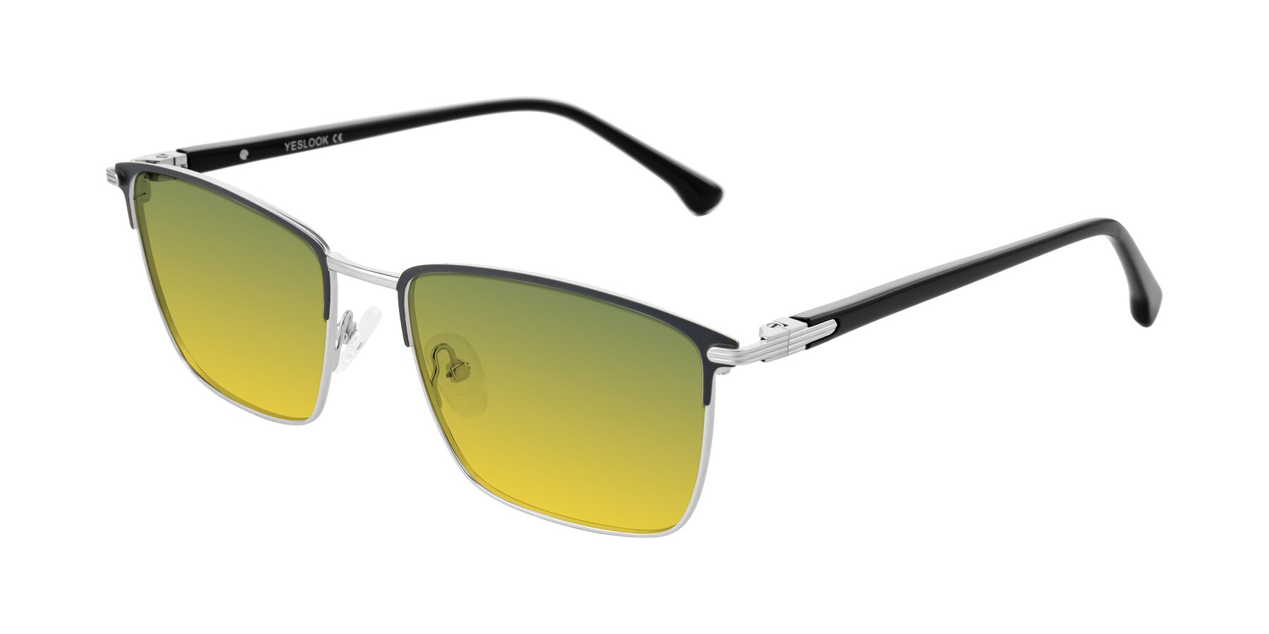 Angle of Casaku in Dark Gray/Silver with Green / Yellow Gradient Lenses