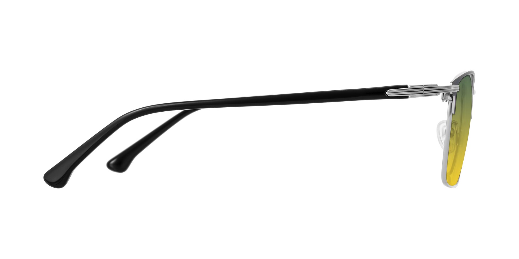Side of Casaku in Dark Gray/Silver with Green / Yellow Gradient Lenses
