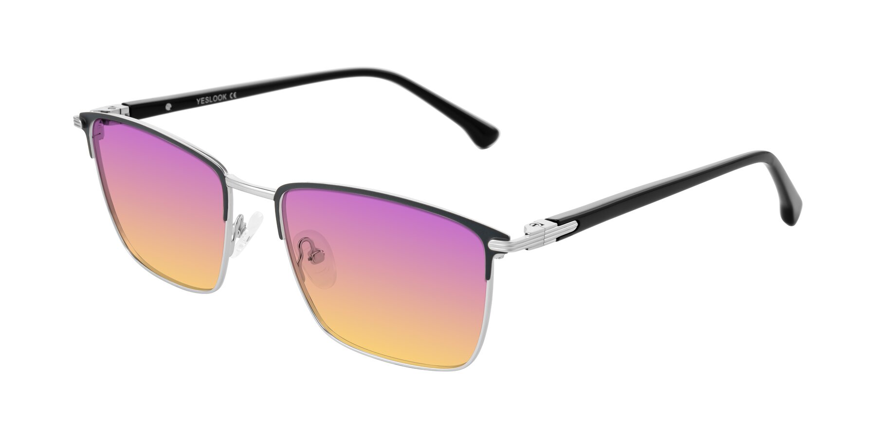 Angle of Casaku in Dark Gray/Silver with Purple / Yellow Gradient Lenses