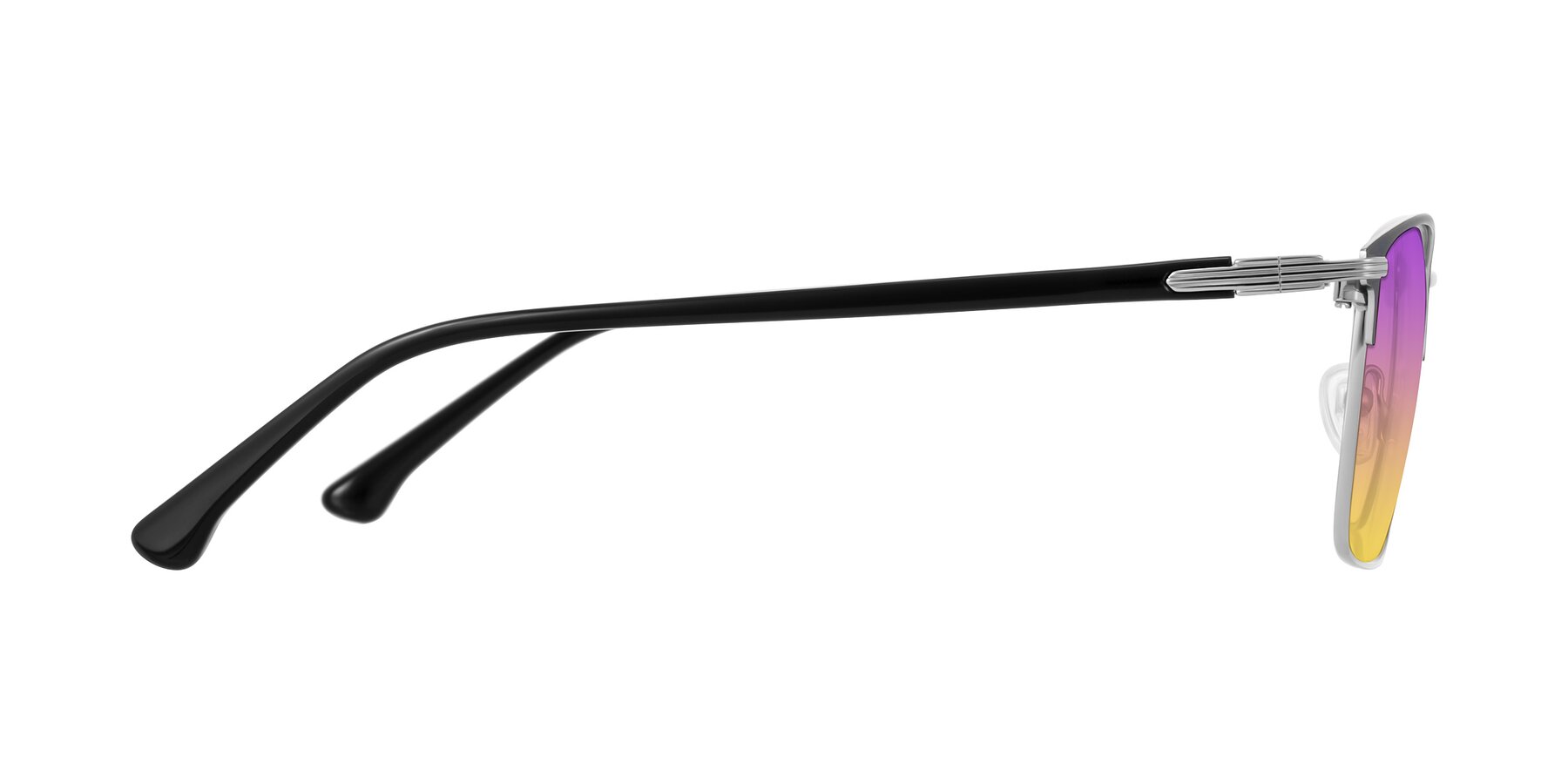 Side of Casaku in Dark Gray/Silver with Purple / Yellow Gradient Lenses