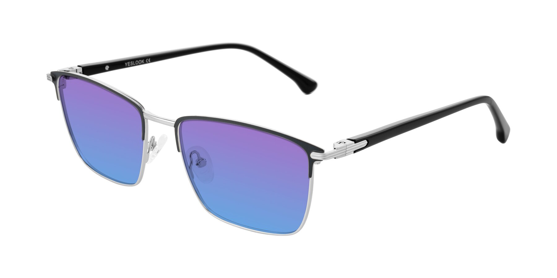 Angle of Casaku in Dark Gray/Silver with Purple / Blue Gradient Lenses